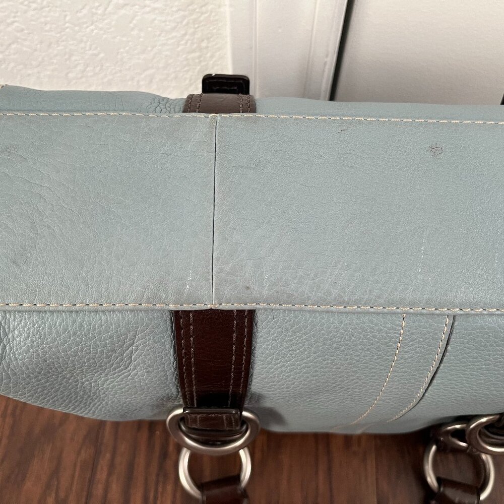 COACH ~ Blue/Brown F12334 Pebble Leather Chelsea Satchel w/ Silver Hardware - Picture 8 of 14